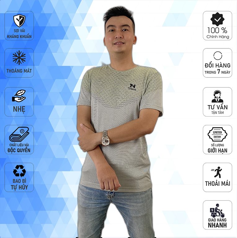 Áo thun nam vải mỏng nhẹ cực thoáng mát vải chu kì TNANO - CT2203