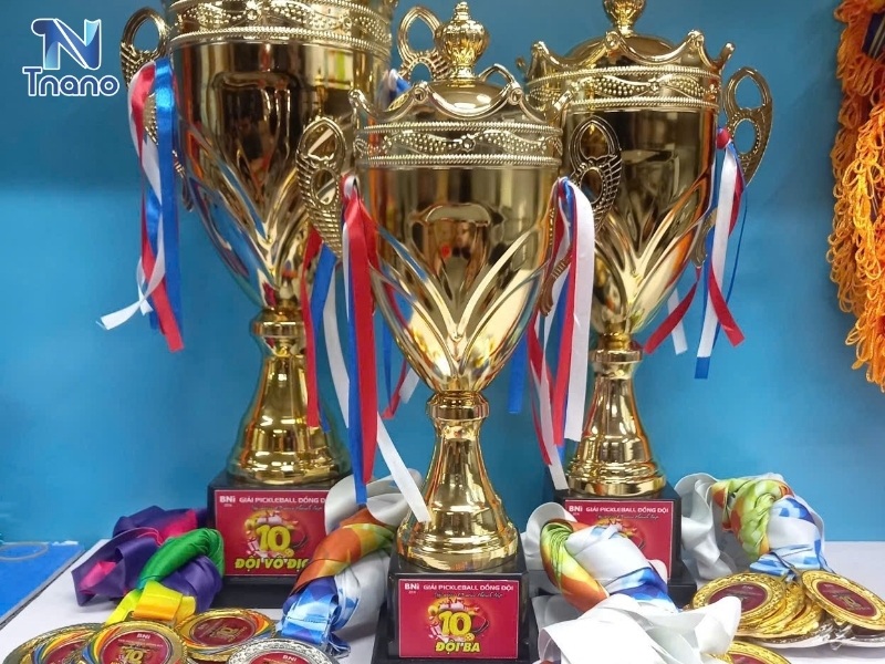 Cúp Pickleball kim loại mạ ánh kim