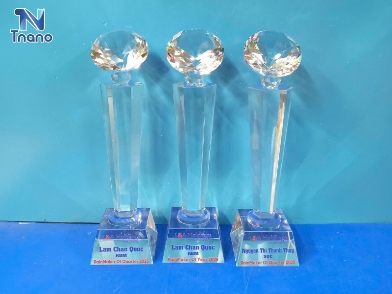 Cúp Pickleball pha lê trong suốt