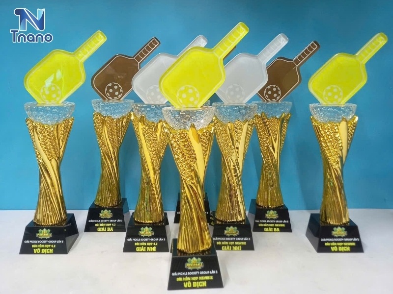 Cúp Pickleball gỗ ép in poly 3D