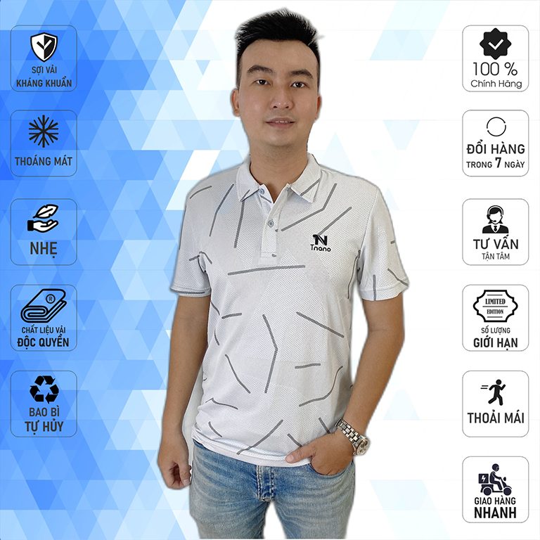 Áo polo nam cổ trụ màu trắng cao cấp vải chu kỳ TNANO - PL2201