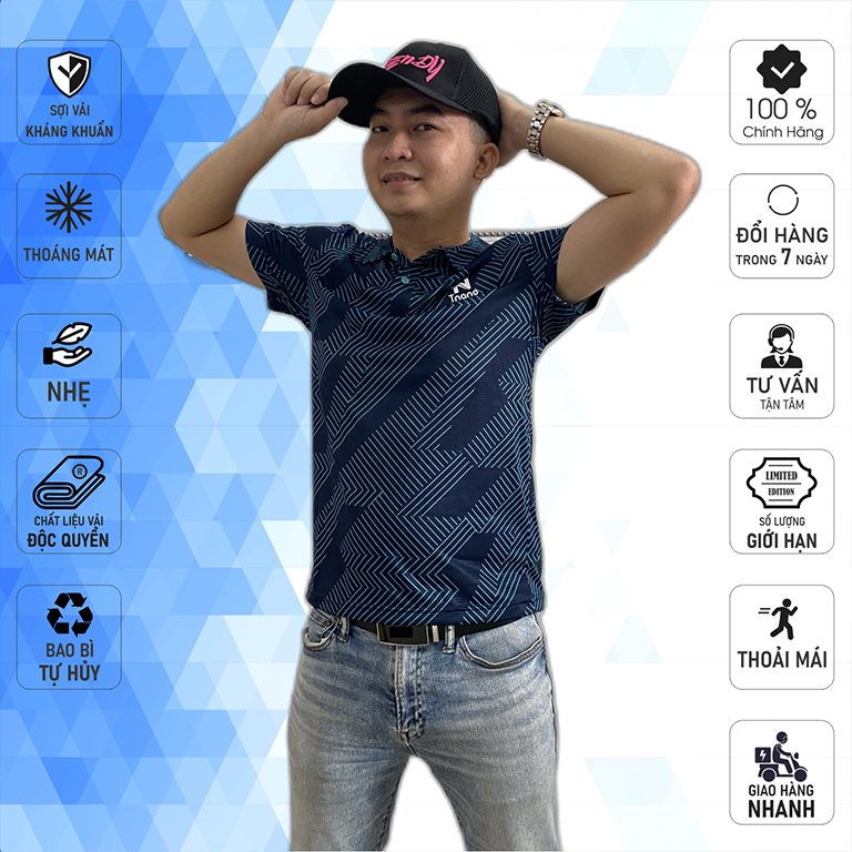 Áo polo nam cổ sơ mi màu xanh sọc kẻ cực đẹp lạ PL2207